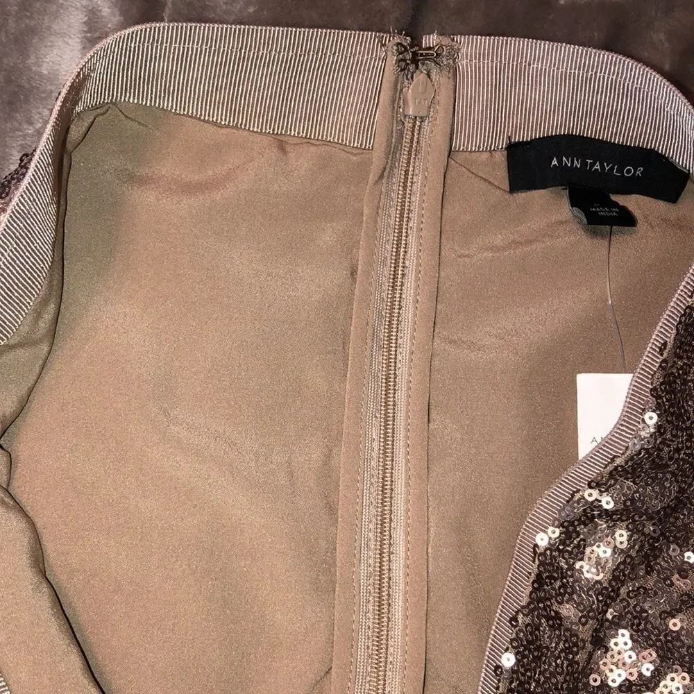 Ann Taylor 4 Sequined A line Flowy Metallic Skirt with Back Zip - Picture 12 of 13